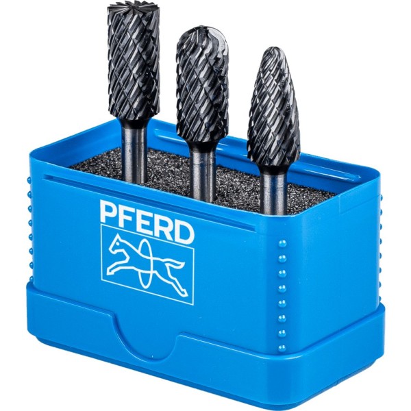 PFERD Hartmetall Hochleistungsfrässtift Set 1414 ALLROUND HC-FEP 3-tlg. Schaft 6 mm universal grob