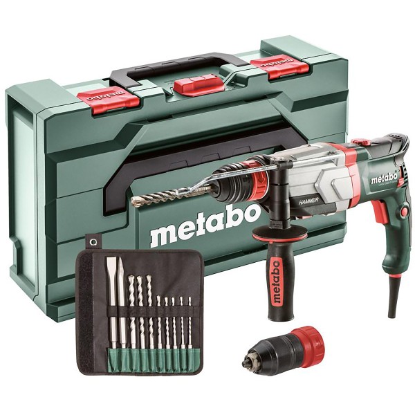 Metabo Multihammer UHEV 2860-2 Quick 10 teiliges Set mit SDS-plus-Bohrer-/Meißelsatz - metaBOX 145 L