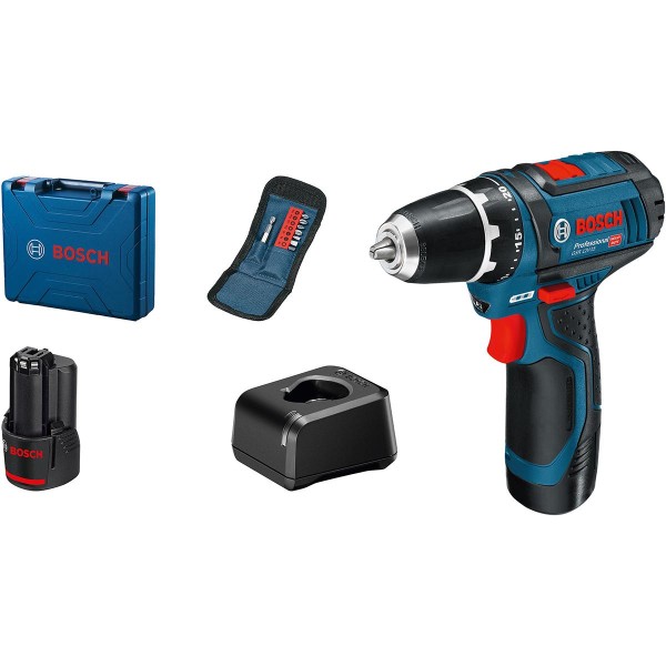 Bosch Akku-Bohrschrauber GSR 12V-15, 2 x Akku GBA 12V 2.0Ah