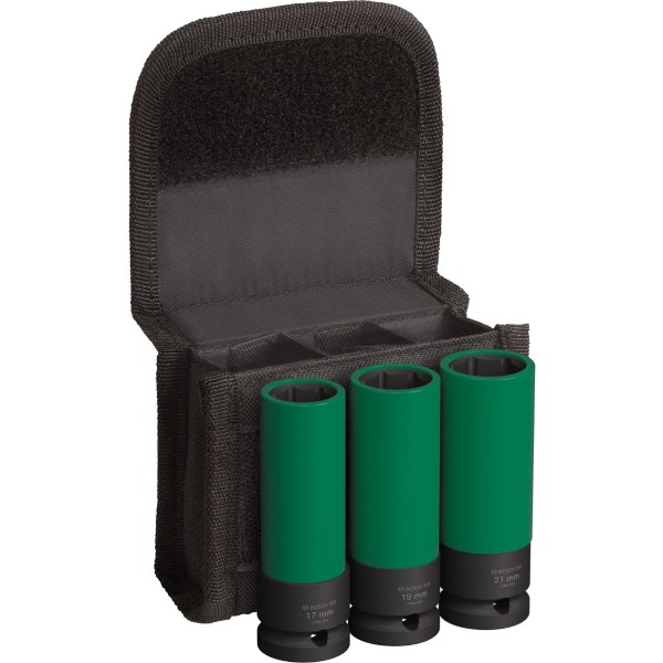 Bosch PRO Impact Socket Set mit PET-Abdeckungen, 1/2", extra tief, 3 teiliegs Set