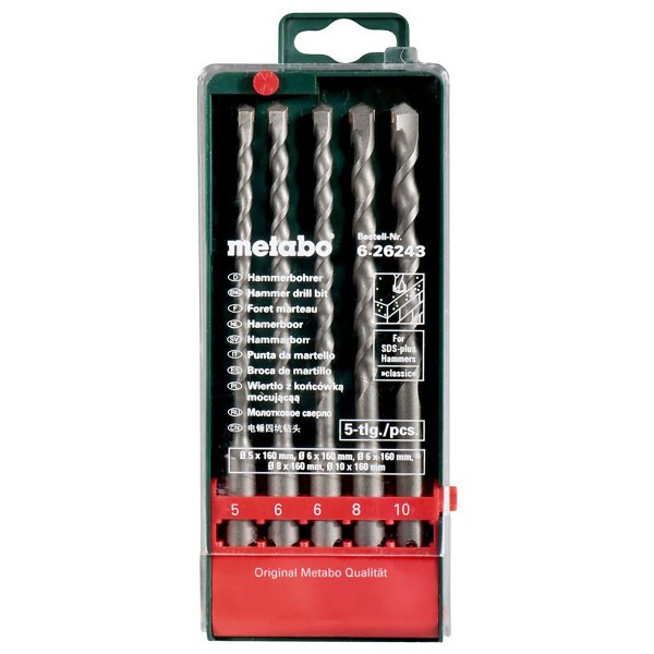 Metabo SDS-plus Classic-Bohrersatz ø 5, 6, 6, 8, 10 mm L=160 mm - 5 teiliges Set