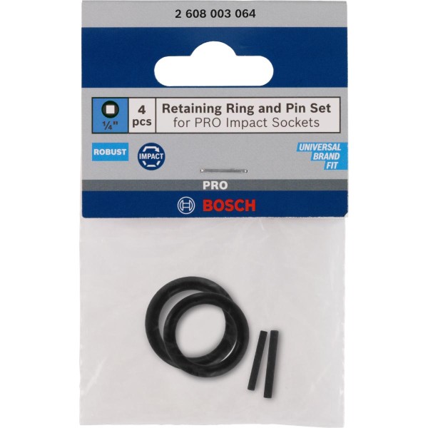 Bosch Retaining Ring and Pin Set for PRO Impact Socket,1/4", 4 teiliges Set