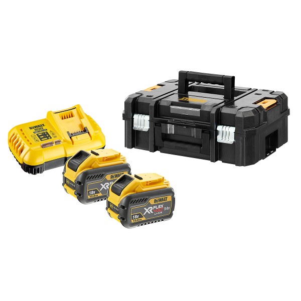 DEWALT XR FLEXVOLT Akku-Starter-Set 54V / 216Wh + 2 Akku + 1 Doppelladegerät DCB118-QW