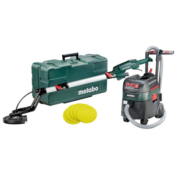 Metabo Set Langhalsschleifer LSV 5-225 Comfort + Allessauger ASR 35 L ACP mit 25 Haftschleifblättern P 120 - Kunststoffkoffer