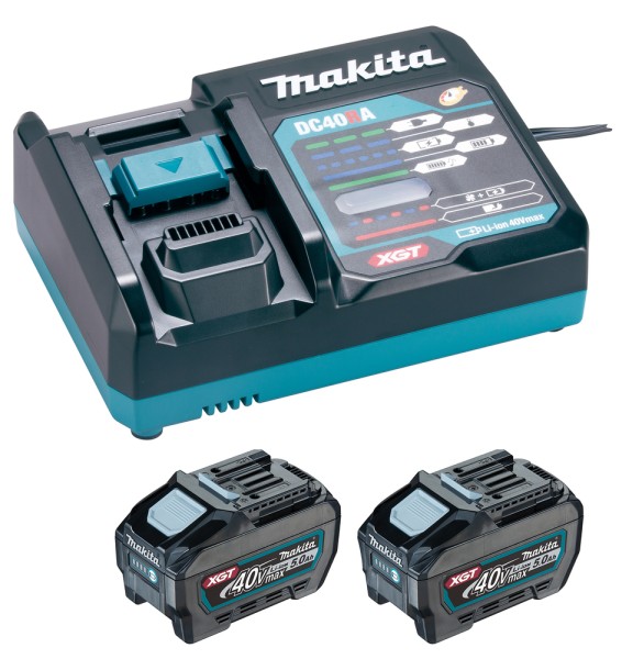 Makita Power Source-Kit Li 40V 5,0Ah (inkl. Schnellladegerät DC40RA + 2x Akku BL4050F)