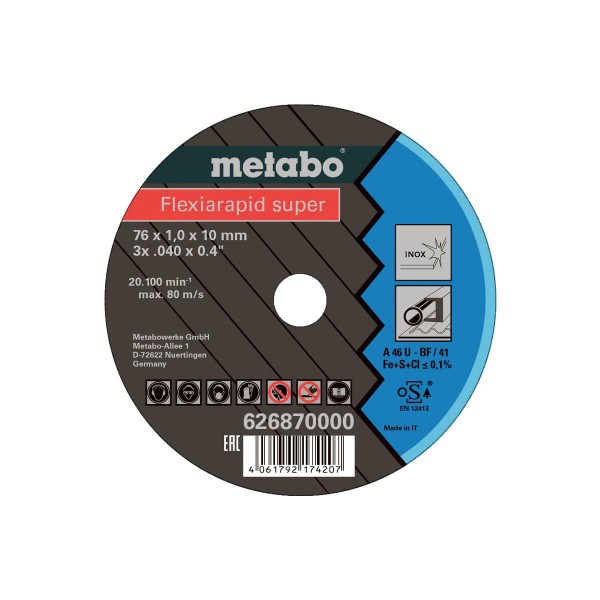 Metabo Flexiarapid Super 76x1,0x10,0 mm Inox, TF 41 - 5 Stück