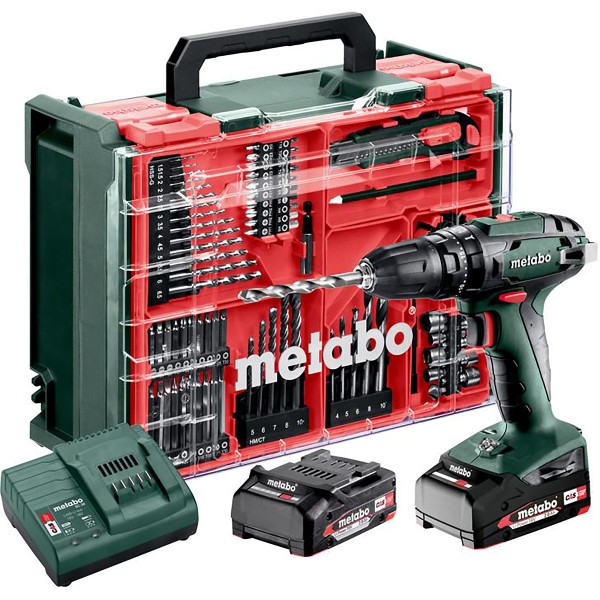 Metabo Akku-Schlagbohrschrauber SB 18 Set mit 78-teiliger Mobiler Werkstatt - Kunststoffkoffer - 18V 2x2Ah Li-Power + SC 30