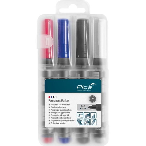 Pica Classic Permanent Marker 1-4mm, Mix 4 Stück