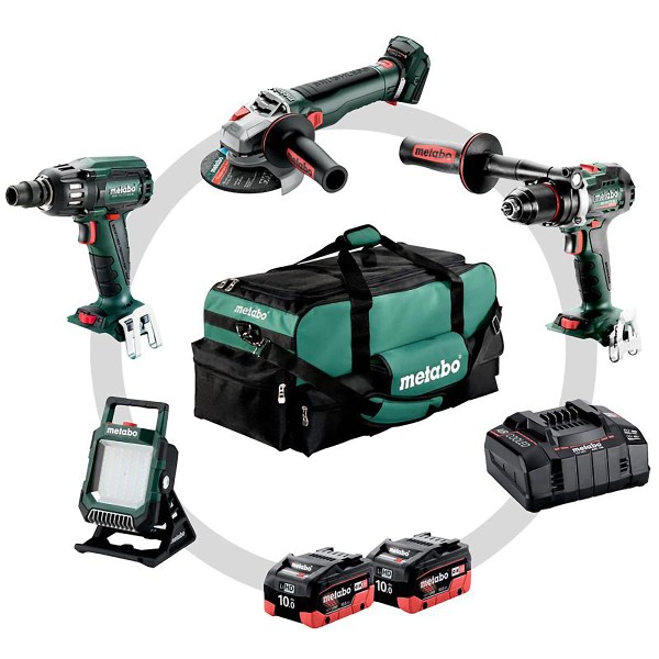 Metabo Akku Combo Set 4.3.2 18 V BS 18 LTX BL I + SSW 18 LTX 400 BL + WB 18 LT BL 11-125 Q + BSA 18 LED 4000 - Karton