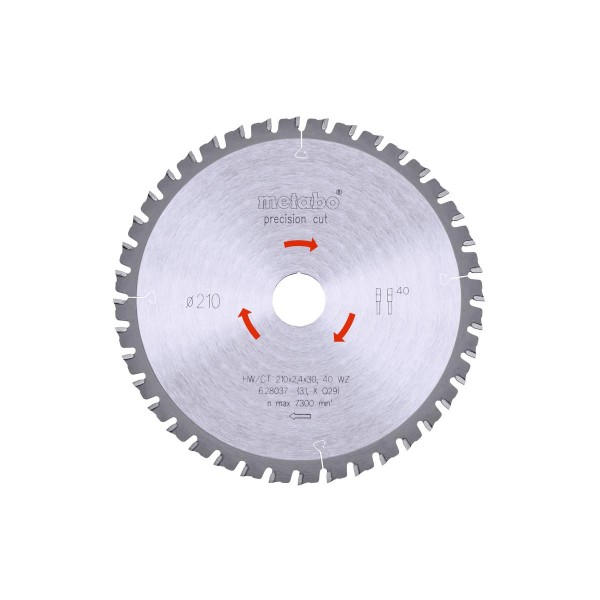 Metabo Sägeblatt precision cut wood - 210x2,4/1,8x30, Z40 WZ 3° professional