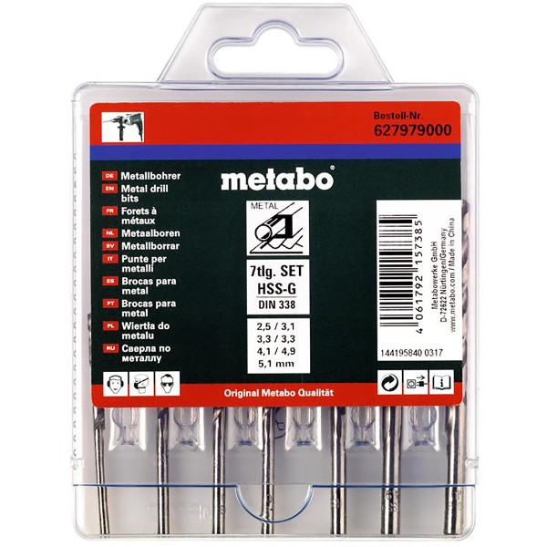 Metabo HSS-G-Bohrerkassette -7 teiliges Set