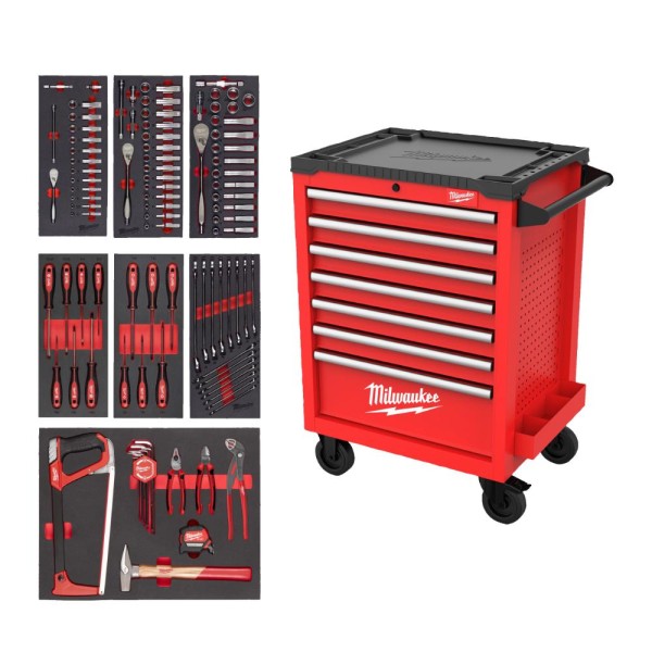 Milwaukee TOOLGUARD Werkstattwagen mit Werkzeugbestückung 27 Zoll / 69 cm 131-teilig