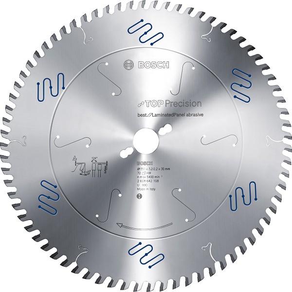 Bosch Kreissägeblatt Top Precision Best for Laminated Panel Abrasive, Außendurchmesser (mm):350, Zähnezahl (Anzahl): 72