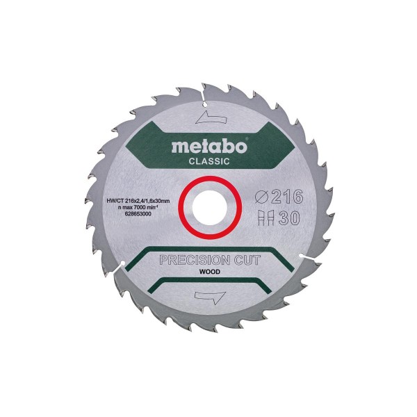 Metabo Sägeblatt precision cut wood - classic 216x2,4/1,6x30 Z30 WZ 22°- Blister