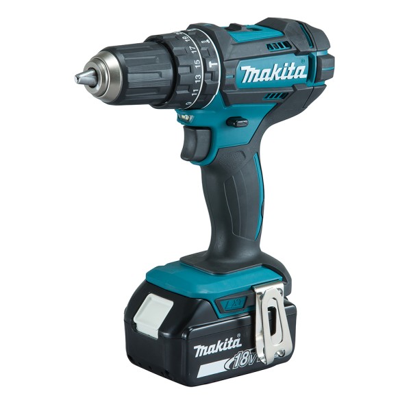 Makita Akku-Schlagbohrschrauber 18V / 3,0 Ah, 2 Akkus + Ladegerät im MAKPAC + 120-tlg. Zubehör-Set