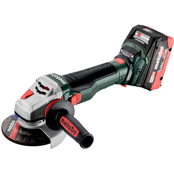 Metabo Akku-Winkelschleifer WB 18 LTX BL 15-125 Quick mit Bremse, Schnellspannmutter - metaBOX 165 L - 18V 2x5.5Ah LiHD + ASC 145