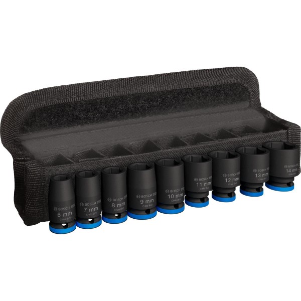 Bosch PRO Impact Socket Set, 1/4", Standard, 9 teiliges Set