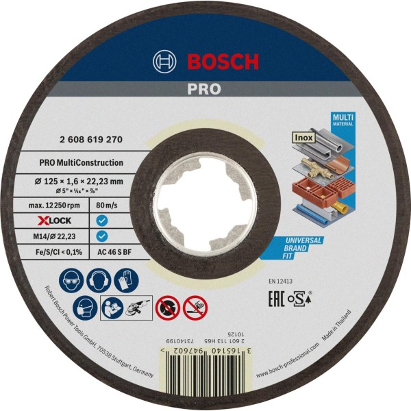 Bosch Trennscheibe X-LOCK gerade Multi Material ACS 46 V BF, 125 x 22,23 x 1,6 mm