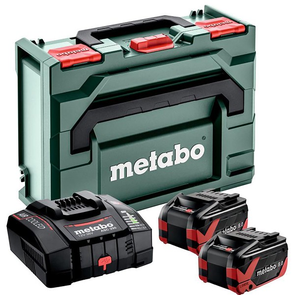 Metabo Basic-Set 2 x LiHDX 8.0 Ah ASC 290 + metaBOX 145