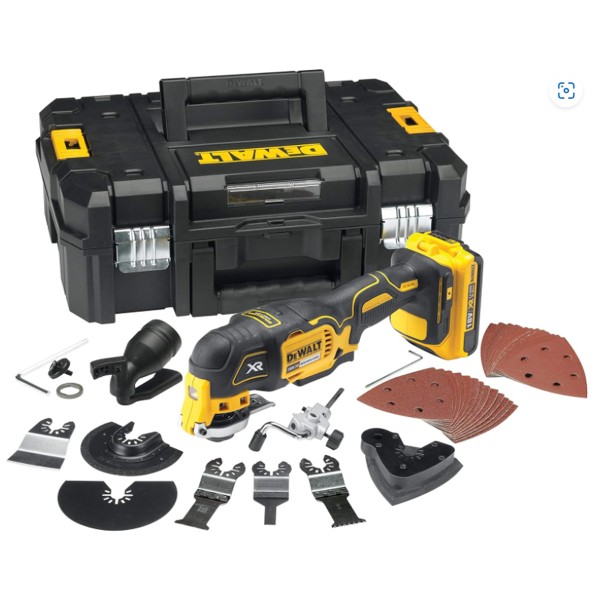 DEWALT Multi-Tool/ Multifunktionswerkzeug DCS355D2 18 Volt inkl. 2 x 2,0 Ah Akku, 35-teiliges Zubehö