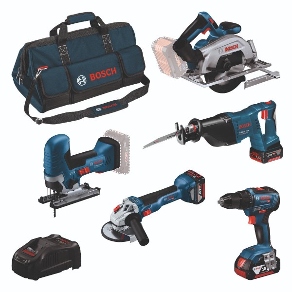 Bosch Combo Kit Combo Kit 18V (5): GSR+GWS+GKS+GSA+GST + 3x 4.0Ah + GAL + Tasche L