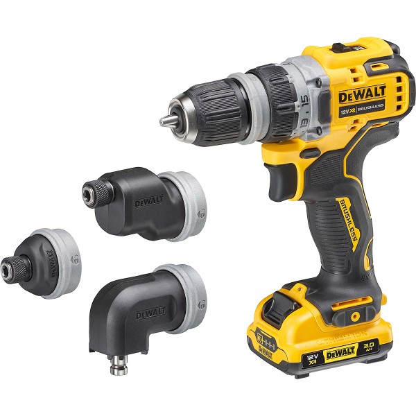 DEWALT Akku-Bohrschrauber + 4 Wechselköpfe 12V + 2 Akku + Schnellladegerät