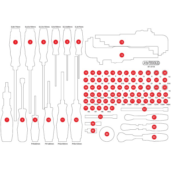 KS Tools Leere Schaumstoffeinlage zu 811.0105