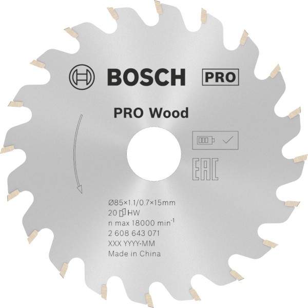 Bosch Kreissägeblatt Optiline Wood für Handkreissägen ø 85 mm